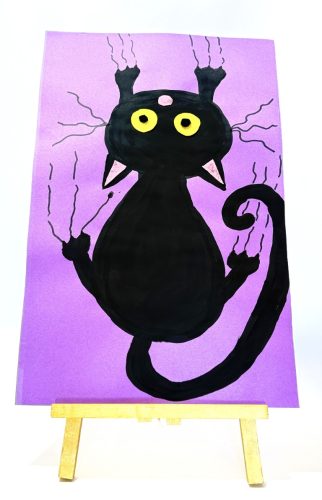 peinture chat terrifié