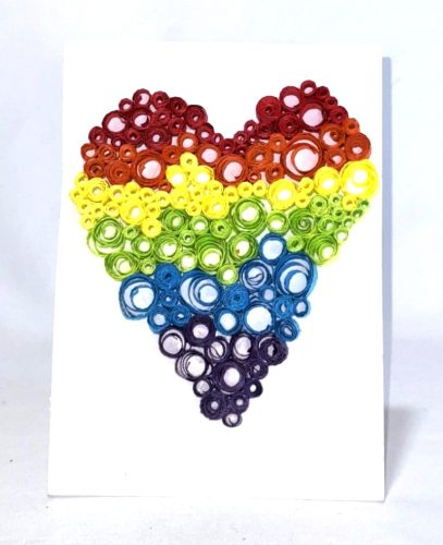 quilling cœur arc en ciel