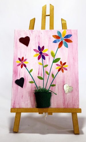 tableau fleur arc-en-ciel